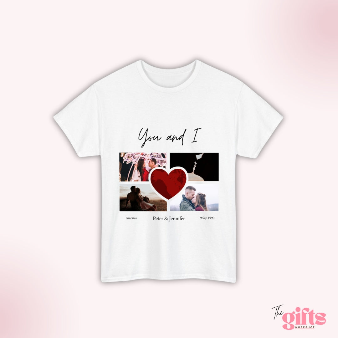 Anniversary T-Shirt With different photos and center Red Heart