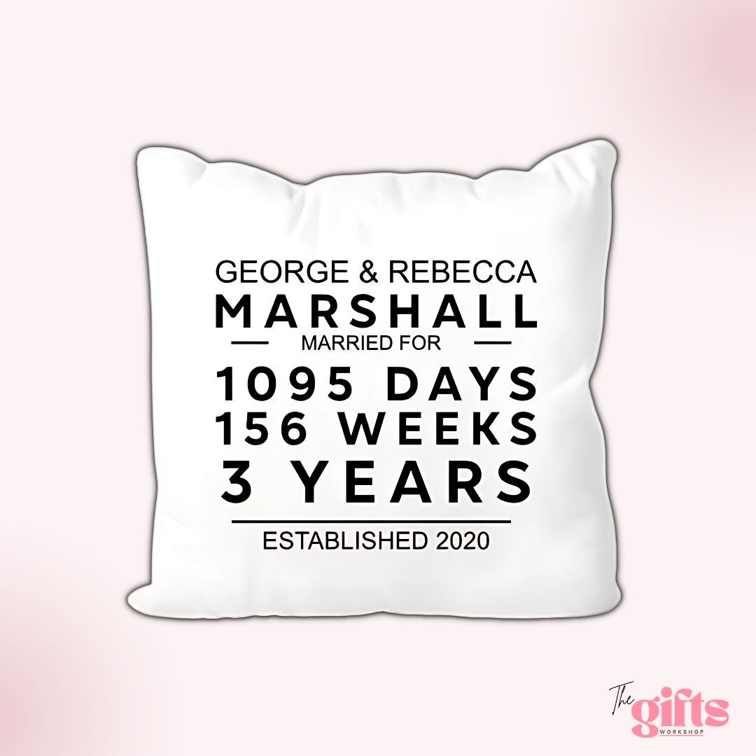George and Rebecca's anniversary pillow.
