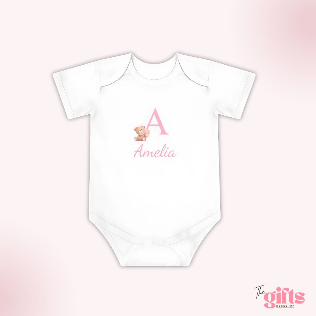 White onesie 'A is for Amelia