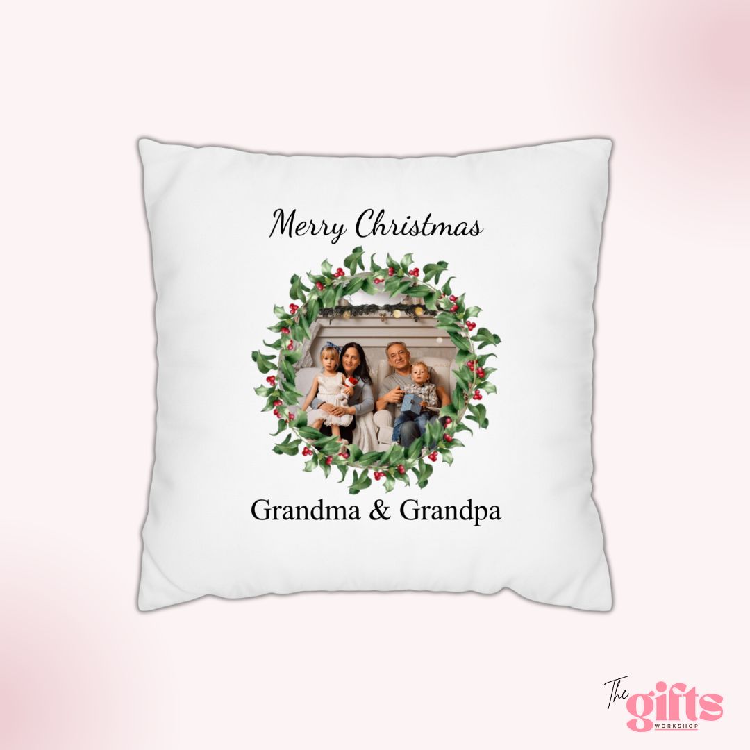 Christmas pillow with family photo